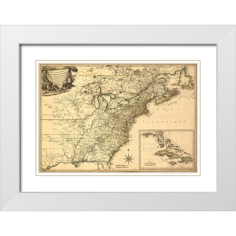 British Possessions at the Time of the War of Independence 1777 White Modern Wood Framed Art Print with Double Matting by Vintage Maps