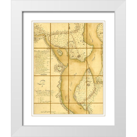 Ticonderoga and Lafayette along Lake Champlain White Modern Wood Framed Art Print with Double Matting by Vintage Maps