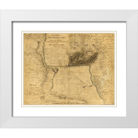 Walmscock near Bennington showing the attacks of the enemy on the 16th August 1777 White Modern Wood Framed Art Print with Double Matting by Vintage Maps