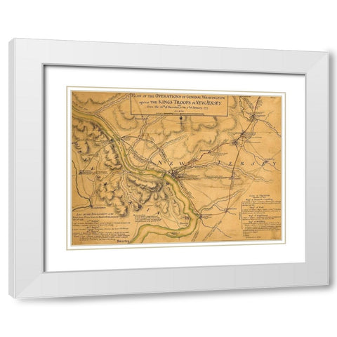 Operations of General Washington against the Kings troops in New Jersey 1777 White Modern Wood Framed Art Print with Double Matting by Vintage Maps
