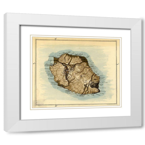 Island of Reunion previously Bourbon 1802 White Modern Wood Framed Art Print with Double Matting by Vintage Maps