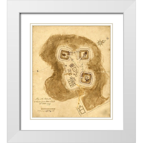 Richmond Defensive fort on Staten Island 1779 White Modern Wood Framed Art Print with Double Matting by Vintage Maps