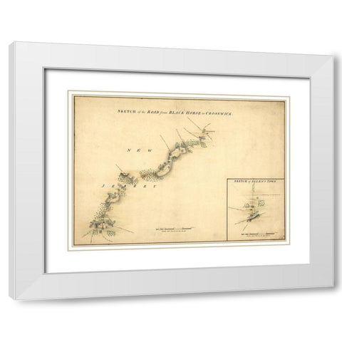 Crosswicks New Jersey 1778 White Modern Wood Framed Art Print with Double Matting by Vintage Maps