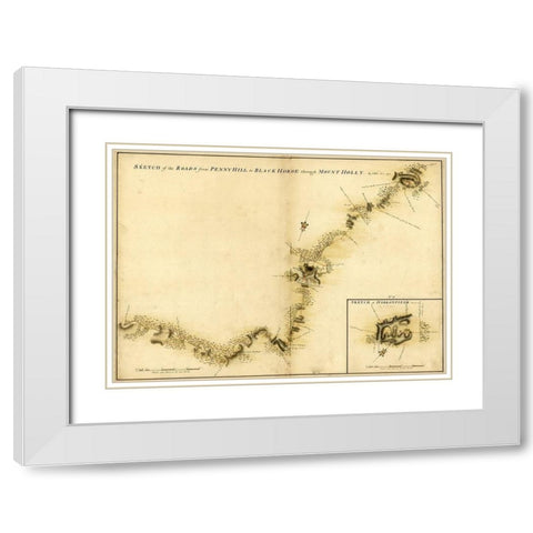Haddonfield Mount Holly from Pennyhill to the Black Horse Pike 1778 White Modern Wood Framed Art Print with Double Matting by Vintage Maps