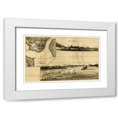 Charleston Harbor assault on Fort Sulivan during the siege of Charleston 1780  White Modern Wood Framed Art Print with Double Matting by Vintage Maps