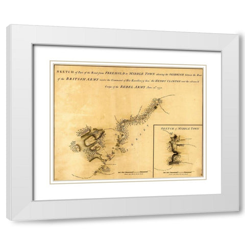 Road from Freehold to Middletown White Modern Wood Framed Art Print with Double Matting by Vintage Maps