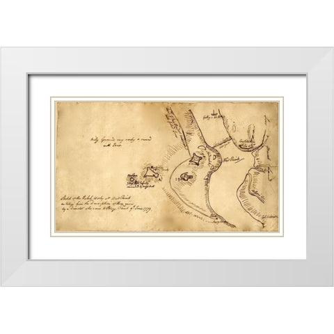 Colonial Defenses of West Poimt from Deserters Map White Modern Wood Framed Art Print with Double Matting by Vintage Maps