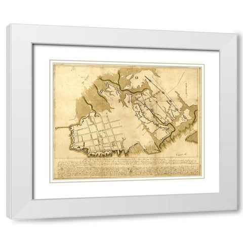 British Defenses at Charlestown 1780 White Modern Wood Framed Art Print with Double Matting by Vintage Maps