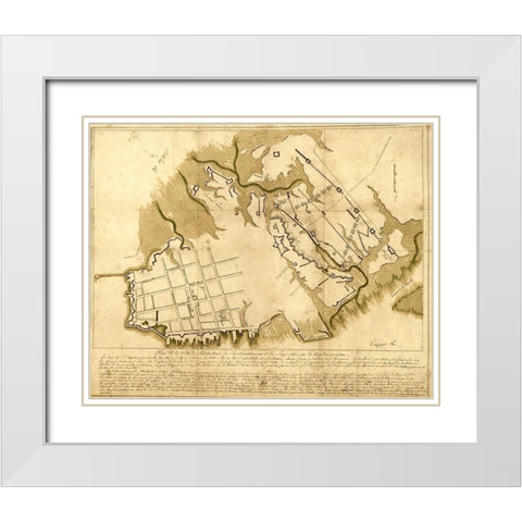 British Defenses at Charlestown 1780 White Modern Wood Framed Art Print with Double Matting by Vintage Maps