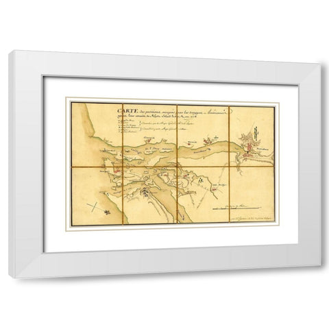 American Positions after retreat to Long Island 1778 White Modern Wood Framed Art Print with Double Matting by Vintage Maps
