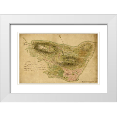 Bunker Hill 1775 White Modern Wood Framed Art Print with Double Matting by Vintage Maps