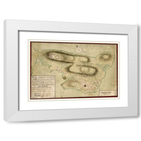 Charles Town Peninsula posts of His Majestys Forces White Modern Wood Framed Art Print with Double Matting by Vintage Maps