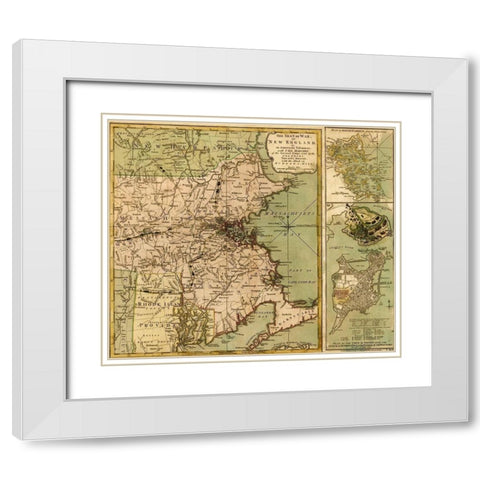 Seat of War with the attack on Bunker Hill White Modern Wood Framed Art Print with Double Matting by Vintage Maps