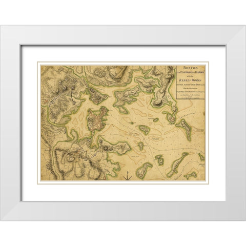 Colonial Defenses Against the British 1775 White Modern Wood Framed Art Print with Double Matting by Vintage Maps