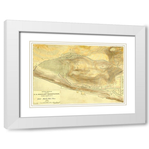 Route sketch of part of U S Military Reservation West Point N Y 1889 White Modern Wood Framed Art Print with Double Matting by Vintage Maps