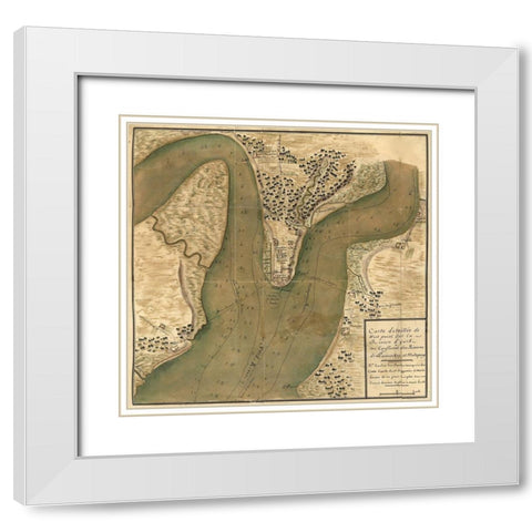 Soundings for Depth of the Hudson Around West Point White Modern Wood Framed Art Print with Double Matting by Vintage Maps