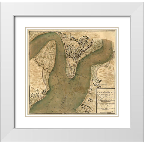 Soundings for Depth of the Hudson Around West Point White Modern Wood Framed Art Print with Double Matting by Vintage Maps