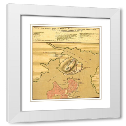 Battle of Bunker Hill 1775 White Modern Wood Framed Art Print with Double Matting by Vintage Maps