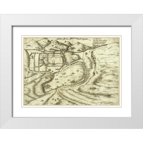 Antique Map of Jerusalem White Modern Wood Framed Art Print with Double Matting by Vintage Maps