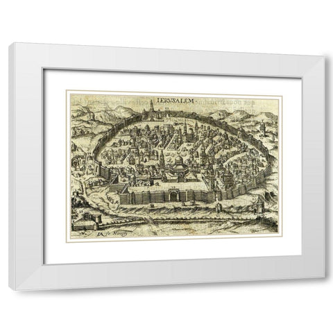 Antique Map of Jerusalem White Modern Wood Framed Art Print with Double Matting by Vintage Maps