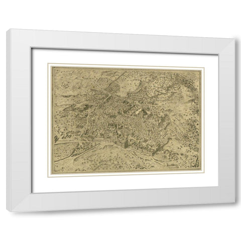 Antique Map of Jerusalem White Modern Wood Framed Art Print with Double Matting by Vintage Maps