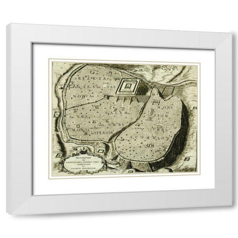 Antique Map of Jerusalem White Modern Wood Framed Art Print with Double Matting by Vintage Maps