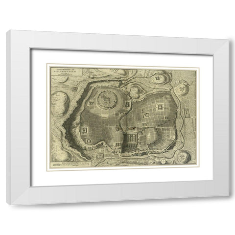 Antique Map of Jerusalem White Modern Wood Framed Art Print with Double Matting by Vintage Maps