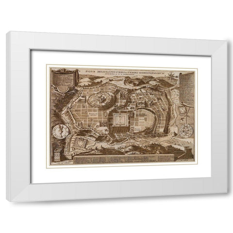 Antique Map of Jerusalem White Modern Wood Framed Art Print with Double Matting by Vintage Maps