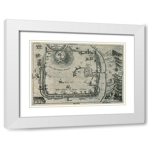 Antique Map of Jerusalem White Modern Wood Framed Art Print with Double Matting by Vintage Maps