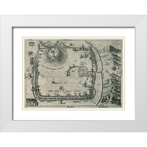 Antique Map of Jerusalem White Modern Wood Framed Art Print with Double Matting by Vintage Maps