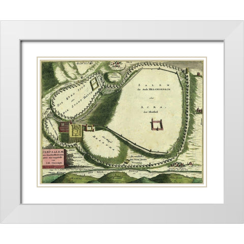 Antique Map of Jerusalem White Modern Wood Framed Art Print with Double Matting by Vintage Maps