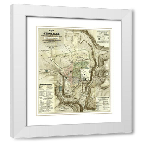 Antique Map of Jerusalem White Modern Wood Framed Art Print with Double Matting by Vintage Maps