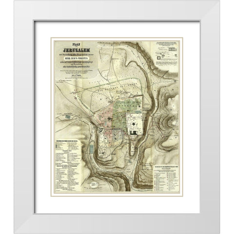 Antique Map of Jerusalem White Modern Wood Framed Art Print with Double Matting by Vintage Maps