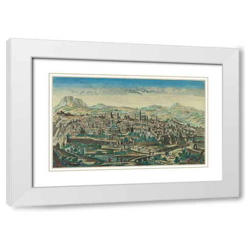 Antique Map of Jerusalem White Modern Wood Framed Art Print with Double Matting by Vintage Maps