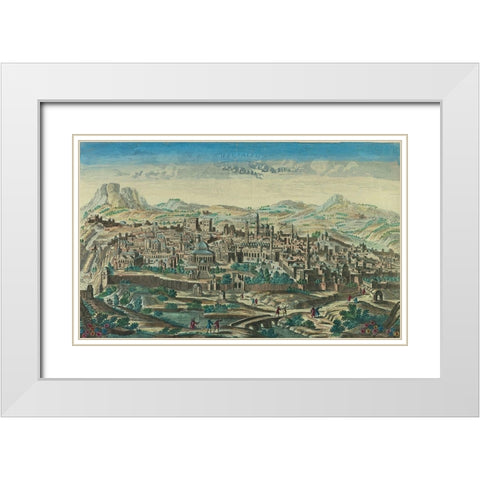 Antique Map of Jerusalem White Modern Wood Framed Art Print with Double Matting by Vintage Maps