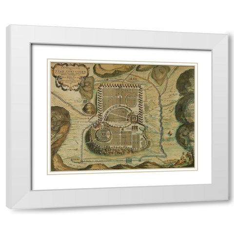 Antique Map of Jerusalem White Modern Wood Framed Art Print with Double Matting by Vintage Maps