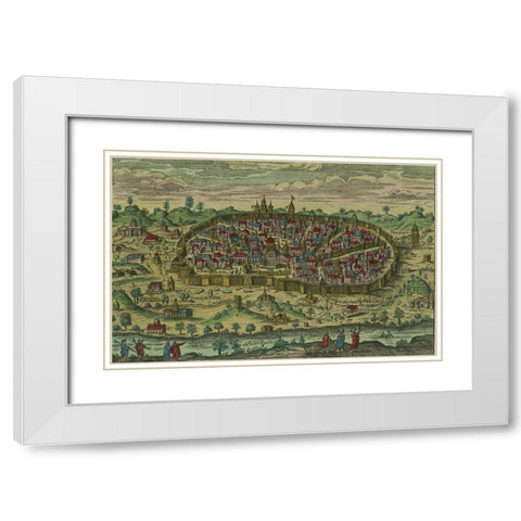 Antique Map of Jerusalem White Modern Wood Framed Art Print with Double Matting by Vintage Maps