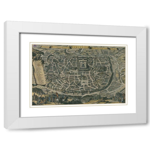 Antique Map of Jerusalem White Modern Wood Framed Art Print with Double Matting by Vintage Maps