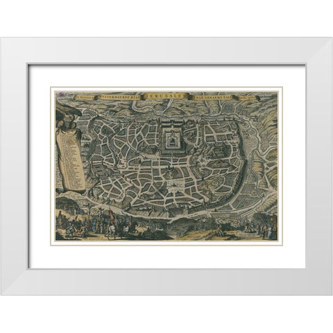 Antique Map of Jerusalem White Modern Wood Framed Art Print with Double Matting by Vintage Maps