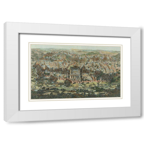 Antique Map of Jerusalem White Modern Wood Framed Art Print with Double Matting by Vintage Maps