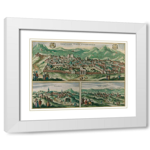 Antique Map of Jerusalem White Modern Wood Framed Art Print with Double Matting by Vintage Maps