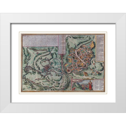 Antique Map of Jerusalem White Modern Wood Framed Art Print with Double Matting by Vintage Maps