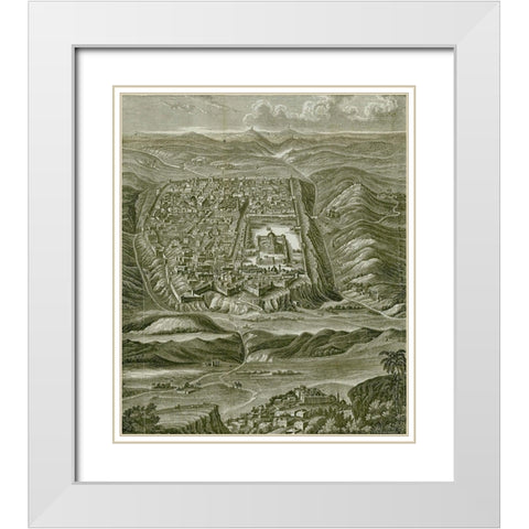 Plan of Jerusalem White Modern Wood Framed Art Print with Double Matting by Vintage Maps