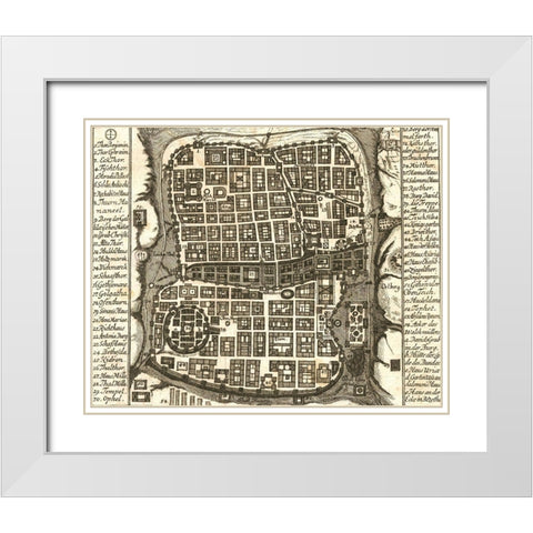 Antique Map of Jerusalem White Modern Wood Framed Art Print with Double Matting by Vintage Maps