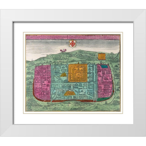 Antique Map of Jerusalem White Modern Wood Framed Art Print with Double Matting by Vintage Maps