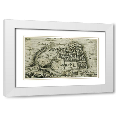 Antique Map of Jerusalem White Modern Wood Framed Art Print with Double Matting by Vintage Maps