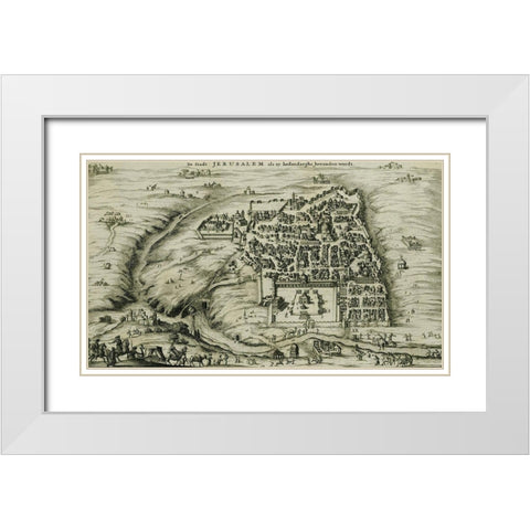 Antique Map of Jerusalem White Modern Wood Framed Art Print with Double Matting by Vintage Maps