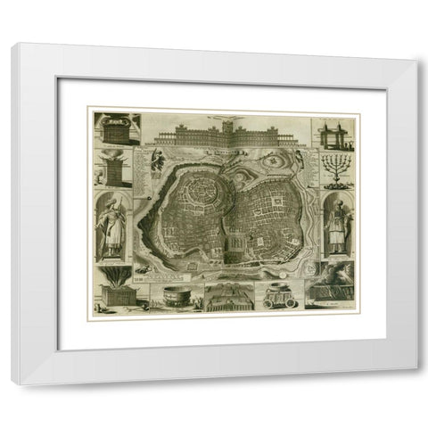 Antique Map of Jerusalem White Modern Wood Framed Art Print with Double Matting by Vintage Maps