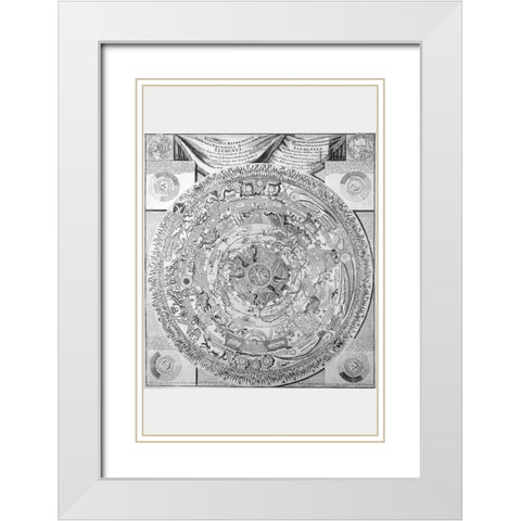 Celestial Map White Modern Wood Framed Art Print with Double Matting by Saliba, Antonio