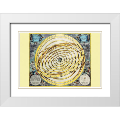 Celestial Map White Modern Wood Framed Art Print with Double Matting by Cellarius, Andreas